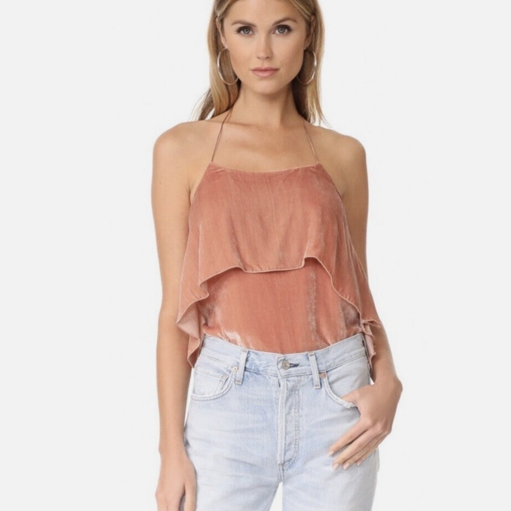 Alice & Olivia Pink Silk Blend Velvet Top